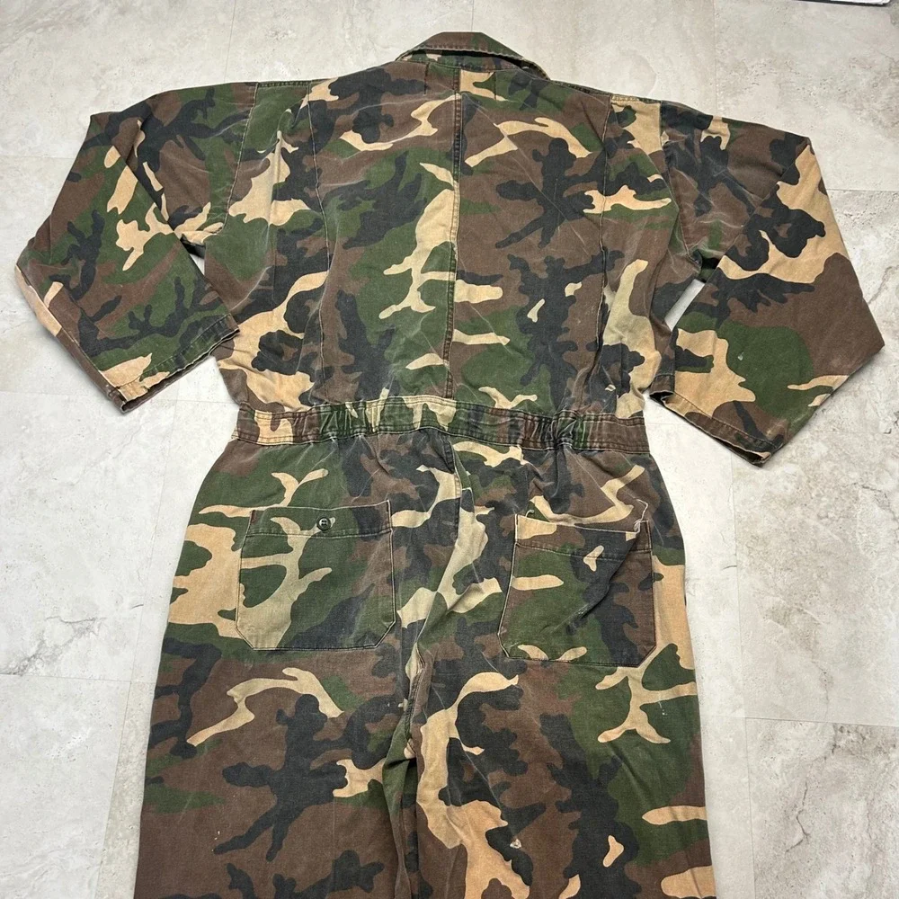 Duck Bay Camo Coveralls Green Brown Mens Medium Cotton Utility Jumpsuit 0280